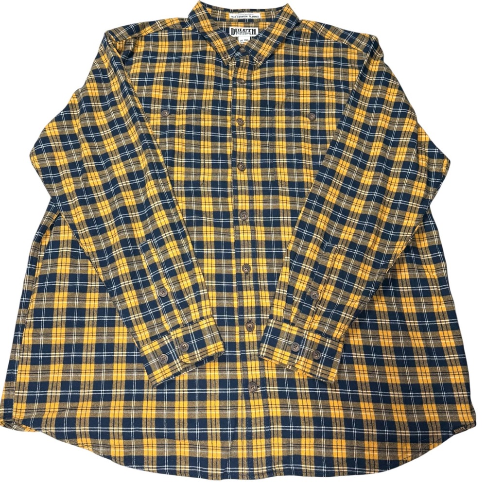 Duluth Trading Co Free Swingin' Flannel Shirt 2XL Tall Navy Plaid Long Sleeve